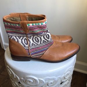 Zara Leather Embroidered Boots - Size 9/EU 40